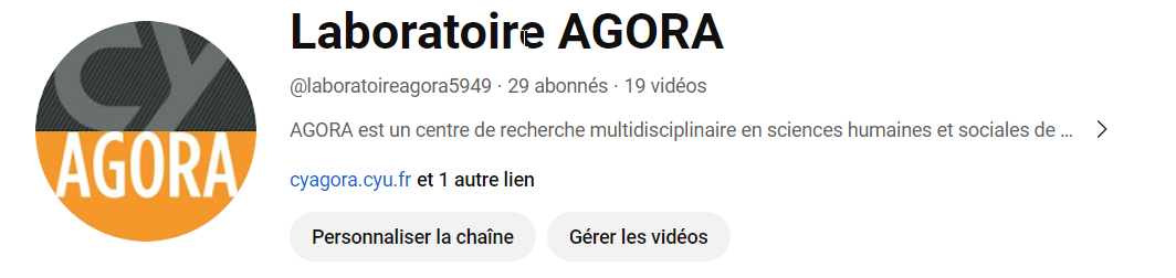 Chaine youtube du laboratoire AGORA