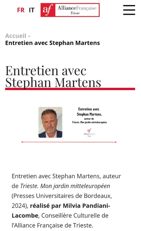 Entretien Stephan Martens - auteur de Trieste. Mon jardin mitteleuropéen 